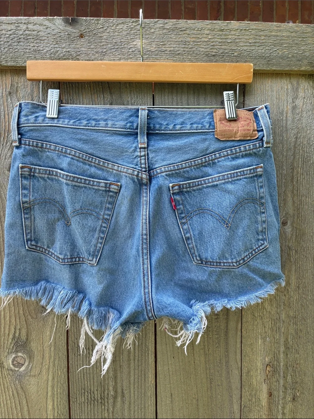 Levi's Cotton Light Blue Frayed Denim Cutoff Shorts